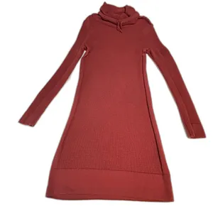 prAna Funnel Neck Tunic Sweater Dress M Burgundy Waffle Knit Granola Gorpcore thumbnail 2