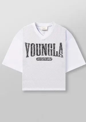 YoungLA varsity football cropped jersey White Size L thumbnail 2