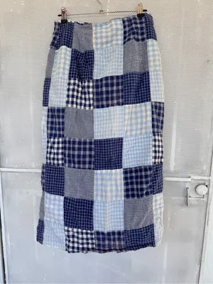 VTG y2k boho chic Blue Patchwork wrap Midi Skirt with Button Detail Size 14 thumbnail 6