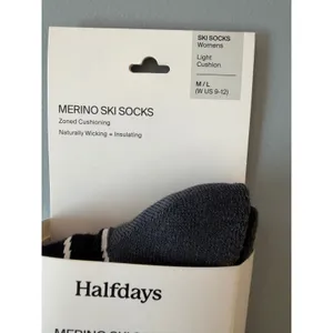 Halfdays Light Cushion Merino Ski Socks Womens M/L 9-12 Black Grey NWT thumbnail 4