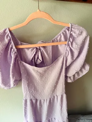 Boutique Lavender Puff Sleeve Open Back Mini Dress Size Small thumbnail 7