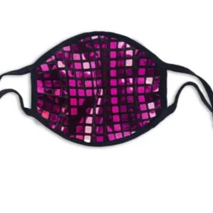 Hot Pink Sequin Grid Pattern Breathable Mask thumbnail 2