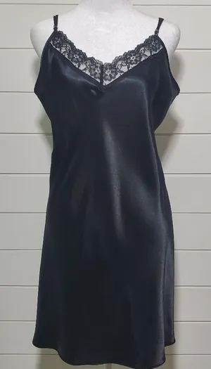 Gilligan & O’Malley Slinky Black Mini Slip Dress. Size: L.‎ thumbnail 1