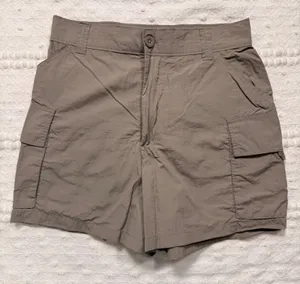 Social Tourist Women Ultra High Rise Cargo Shorts Taupe Brown Size S Nylon Hike thumbnail 1