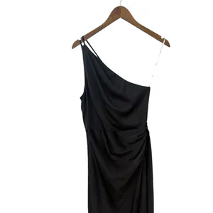 Lulus Dreaming of Elegance Black Satin One-Shoulder Maxi Dress size Small NWT thumbnail 6