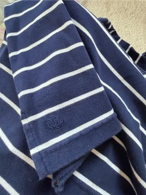 Lauren Ralph Lauren Navy White Striped Bell‎ Sleeve Boat Neck Top M thumbnail 7