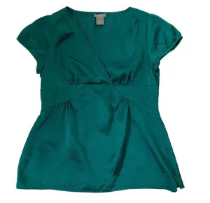 Ann Taylor Women’s Size 0 Petite Blue Top Shirt V Neck #11•4 thumbnail 4
