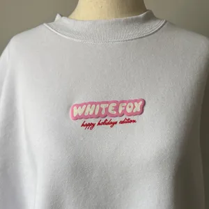 White Fox White Crewneck Happy Holidays Edition Sweatshirt with Pink Logo thumbnail 2