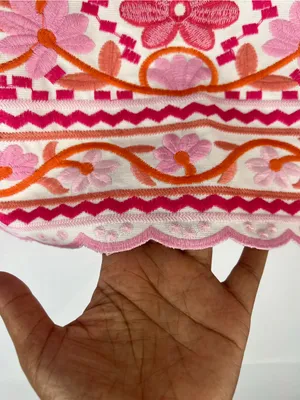 J.Marie Marina Embroidered Floral Mini Skirt Pink Orange White Size S thumbnail 5