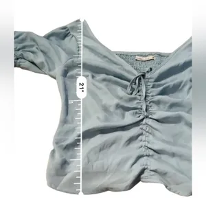 Abercrombie & Fitch Blue Short Sleeve Ruched Front Cropped Top Sz M‎ thumbnail 9