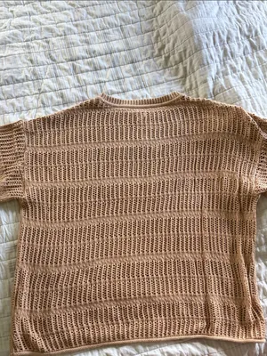 aerie Open-Weave Crewneck Sweater in Tan thumbnail 2