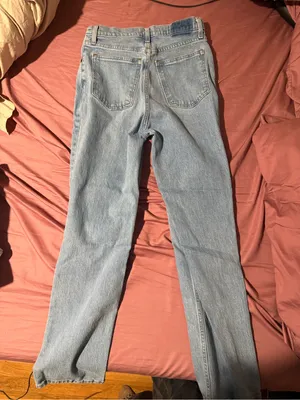 Abercrombie & Fitch Light Blue Distressed Straight Leg Jeans thumbnail 3