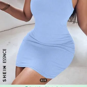 SHEIN Light Blue Ribbed Bodycon Dress thumbnail 1