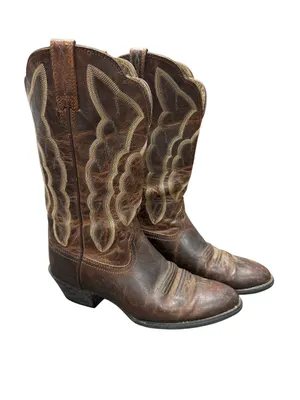 Ariat Heritage Western R Toe Cowboy Cowgirl Embroidered Boots Brown 6.5 10010266 thumbnail 2