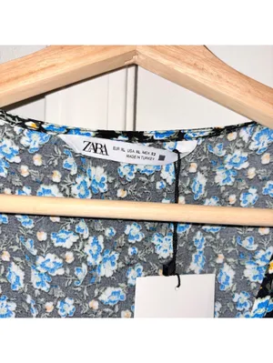 Zara NWT $70 Woman’s XL floral Ruffle hem midi dress flowered Open Neck thumbnail 5