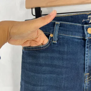 7‎ For All Mankind Jeans Womens 29 Blue Whiskering Denim Cotton Stretch Mid Rise thumbnail 3