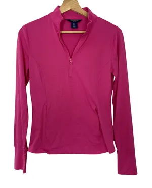 Tommy‎ Bahama Active deep pink quarter zip golf long sleeved top women's S nylon thumbnail 1