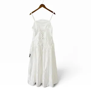 Lulus Modern Adoration White Satin Backless Lace-Up Maxi Dress size XL NWT thumbnail 3