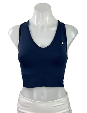 Gymshark Everyday Seamless Blue Racerback Workout Sports Bra Crop Tank Top Sz S thumbnail 1
