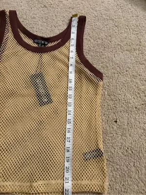 Current mood dolls kill mesh beige brown summer sleeveless tank top size xl NWT thumbnail 13