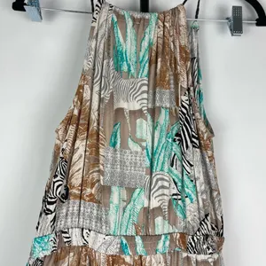 Two by Vince Camuto Tribal Beat Safari Zebra High Low‎ Faux Wrap Midi Dress thumbnail 9