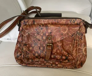 Patricia Nash Leather Crossbody Bag Brown Floral Pattern Adjustable Strap thumbnail 1