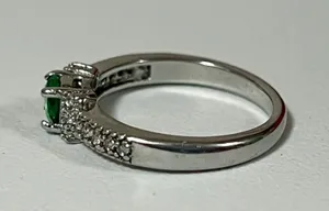 Silver Emerald Birthstone Crystal Diamond Diamonds Band Ring Jewelry Size 8 💚 thumbnail 3