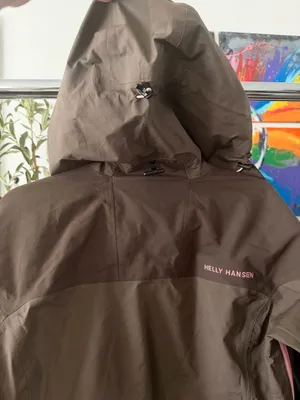 Brown & Pink Hooded Rain Jacket Size M Waterproof Shell Helly Hansen Ekolou thumbnail 7