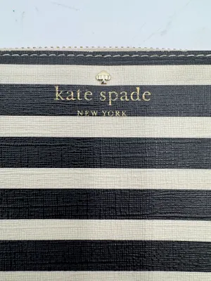 Kate Spade New York Cedar Street Stripe Lacey Zip Around Wallet Black Cream thumbnail 2