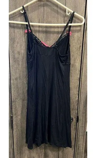 Betsey Johnson Intimates Black Lace‎ Pink Detail Babydoll Negligee Teddy Small thumbnail 2