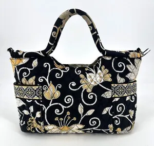 Vera Bradley Sherry Mini Tote in‎ Yellow Bird Quilted Black & Yellow Handbag thumbnail 1