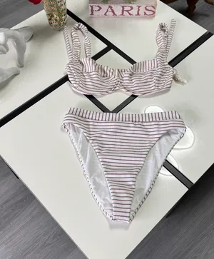 Summerful Two-Piece Bikini Ribbed Metallic Stripe High Rise High Leg D / M thumbnail 3