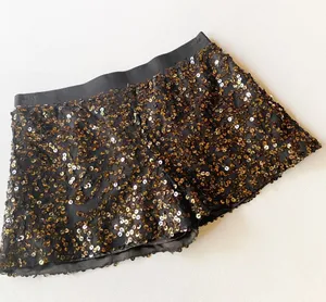 Authentic Icon AI Sequin Shorts Gold thumbnail 1