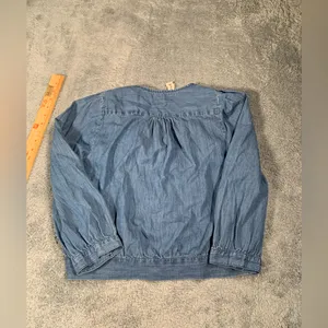 Madewell Blue Denim Wrap Blouse medium thumbnail 9