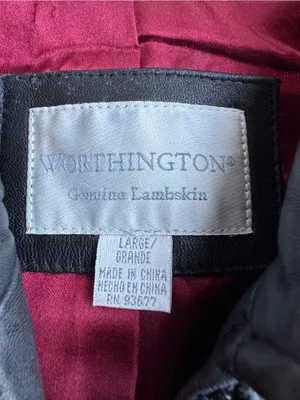 Worthington Genuine Lambskin Leather Vintage 90s Jacket sz L thumbnail 2