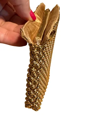 Vintage Whiting & Davis Gold Metal Mesh Dot Change Purse thumbnail 7