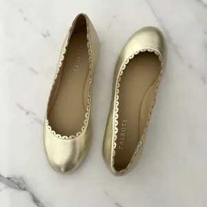 Talbots Penelope Gold Metallic Leather Scalloped Ballet Flats Size 7 Preppy chic thumbnail 7