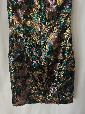 Dress the Population Sexy Black Sequins Strappy Cocktail Mini Dress **Size M**🔥🔥 thumbnail 6