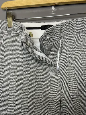 Ann Taylor Pants Womens 2 Gray Herringbone Straight Leg Tweed Dress Slacks Work thumbnail 5