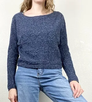 Abercrombie Navy Wide Neck Knit Sweater thumbnail 1