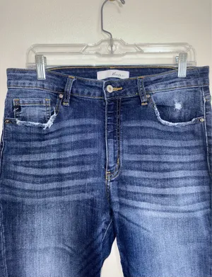 KanCan Frayed Ankle Skinny Jeans Dark Wash High Rise Distressed thumbnail 3