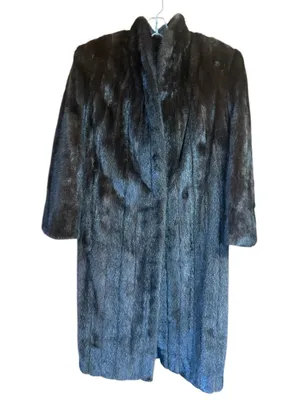 Nicholson Furs Vintage full-length dark ranch Mink Coat Sz L thumbnail 1