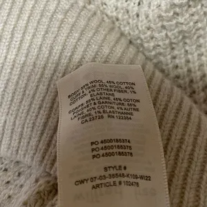 Aritzia Wilfred Cream Wool Waffle Knit Mock Neck Long Sleeve Sweater Top Size XS thumbnail 4