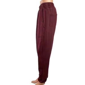 All Saints Women's Maroon High Waisted Tapered Leg Baggy Jogger Sweat Pants Sz S thumbnail 2