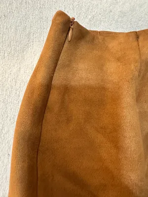 Brown Suede look Mini Skirt Side Slit Size S thumbnail 4