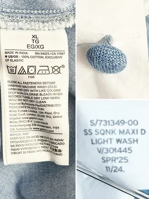 NWT GAP Eaton Denim Maxi Dress Size XL Light Wash Cotton Ruffle Cottagecore Boho thumbnail 10