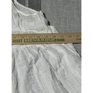 Aerie Womens White Gold Metallic Stripe Tiered Babydoll Cami Tank‎ Top Medium thumbnail 3
