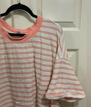 Old Navy short sleeve coral stripe textured shirt size 3X thumbnail 2