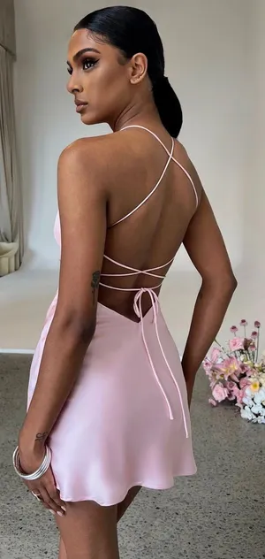 Silk Mini Dress Pink thumbnail 2