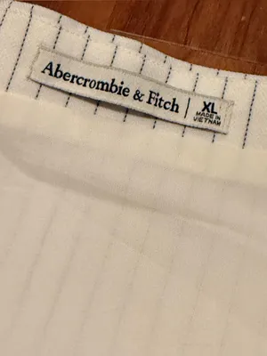Abercrombie &‎ Fitch The A&F Mara Tailored Button Through Tube Top White Navy XL thumbnail 5